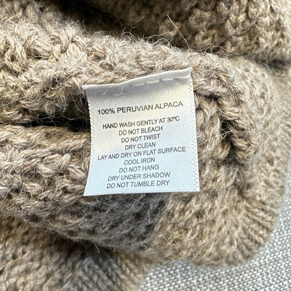 Peruvian Alpaca Cardigan Womens XL Neutral Chunky‎ Quiet Luxury Cottagecore Cozy - Picture 5 of 10